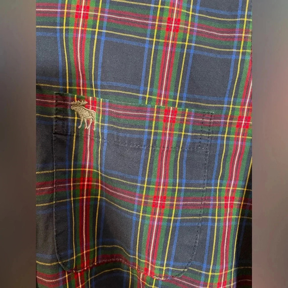 Abercrombie & Fitch Men’s Shirt XXL Blue Button Down Muscle Fit Preppy Plaid Y2K - Picture 4 of 10